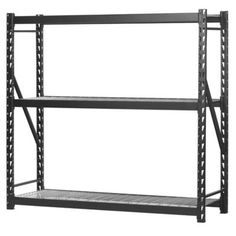 four tier shelving unit with metal shelves on each side and one shelf above the other