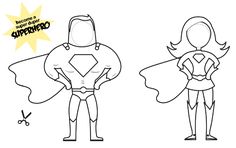 two cartoon characters, one in a superhero costume and the other in a supergirl suit