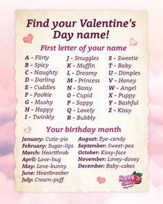 a valentine's day card with the words find your valentine's day name