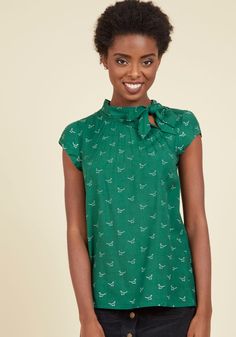 Up, Up, and Amaze Top in Dinos, #ModCloth Dino Print, Fall Tops, Feeling Inspired, Mama Style, Pine Green, A Plane, Closet Fashion