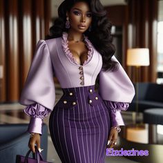 Office Gown, Two Piece Outfits Pants, Afro Beauty, Purple Bodycon, Aso Ebi Lace Styles, Purple Bodycon Dresses, Afro Style, Dressy Casual Outfits