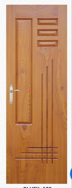 the door is made of wood and has metal bars on each side, along with an automatic lock