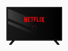 a black television with the netflix logo on it's screen, transparent and red