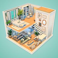 Sims4 Inspiration House, Sims Looks Ideas, Sims 4 Newcrest Ideas, Loft The Sims 4, Sims Houses Ideas, Simsy4 House, Sims 4 Tiny House Ideas, Sims 4 Floorplan Layout, Sims 4 Small Houses Layout