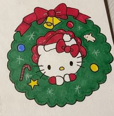 Not mine Crismas Drawings Ideas, Merry Christmas Drawing, Hello Kitty Diy, Xmas Drawing, Christmas Sketch, Hello Kitty Crafts, Kitty Christmas, Photo Album Craft, Christmas Doodles