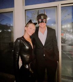 Bat Woman And Batman Costume, Bat Man And Cat Woman Costume Couple, Catwoman And Batman Halloween Costume, Batman Cat Woman Costume, Batman Catwoman Halloween Costume, Bc And Gf Halloween Costumes, Batman Halloween Costumes Men, Couples Costume Brunettes, Batman And Cat Women Costumes