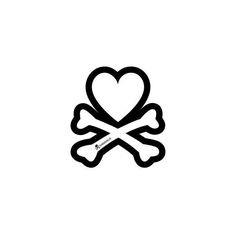 a heart and crossbones on a white background