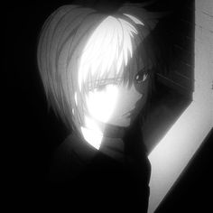 an anime character is looking out the window at something in the dark, with light shining on her face