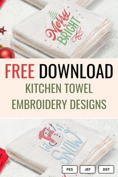 free kitchen towel embroidery designs to download