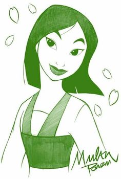 a drawing of mulan from disney's animated movie, the princess and the frog