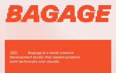 an orange and white background with the words bagage in red, on top of it