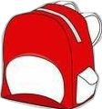 a drawing of a red and white backpack