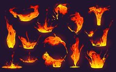 fire flames with different shapes and sizes