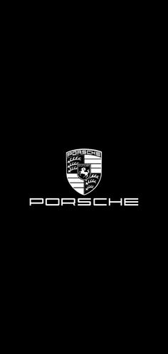 the porsche logo is shown on a black background