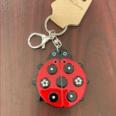 Ladybug Keychain With Mirror. Red/Black/Silver. Ladybug With Sparkles. Never Used. See Pictures For Measurements. Ladybug Keychain, Key Card Holder, Card Holders, Lady In Red, Silver Color, Black Silver, Black Red, Black And Red, Sparkle