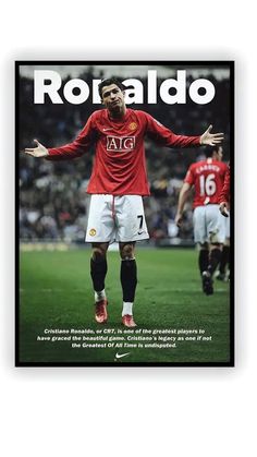 a soccer player with his arms wide open on the cover of ronaldo's magazine