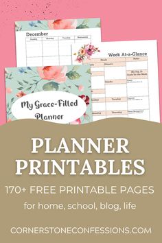 the free printable planner for homeschoolers is shown with text that reads, my grace - filled planner planners