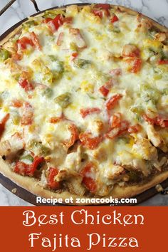 the chicken fajita pizza is ready to be eaten