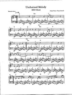 sheet music with the words unchained melody