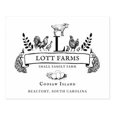 the perfect farm logo is shown in black and white, with an ornate border around it