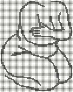 an image of a cartoon character made out of graph paper with the word's face drawn