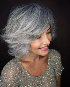 Grey Inspiration, Grey Hair Journey, Grey Bob Hairstyles, Grey Bob, Sweeping Bangs, Going Grey, Silver Sisters, Bob Hairstyles With Bangs, 50 Hair