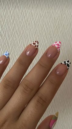 Cow Print Nails, Nail Design Glitter, Cow Nails, Her Nails, Print Nails, Simple Acrylic Nails, Cute Gel Nails, Acrylic Nails Coffin Short, Short Acrylic Nails Designs