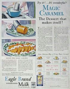 an advertisement for eagle brand milk with images of food and cooking utensils on it