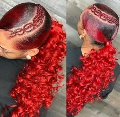 Red Ponytail, Black Red Hair, Perfect Ponytail, Hot Hair Colors, Hair Ponytail Styles, Sleek Ponytail