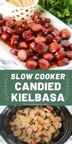 how to make crockpot candied kielbasa, kelbasa, keilbasa recipe Candied Kielbasa, Kielbasa Appetizer, Crockpot Meat, Crockpot Appetizers, Kielbasa Recipes, Meat Appetizers, Potluck Dishes, Tailgate Food, Potluck Recipes