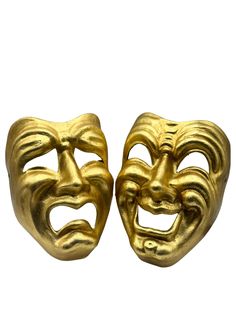 PRICES MAY VARY. Theatre masks hand made of paper mache Tragedy and comedy mask Commedia Dell"arte masks golden masks happy and sad Here you can find the Comedy and Tragedy costume mask in gold. 2 masks. Comedy and tragedy masks were used in ancient Greek theatre. These masks are an enlargement of the traits of the face in joy and sorrow. This is exactly what theatre is, magnifying human emotions. You can hang your handmade Comedy and Tragedy mask on your wall but it is also a stunning mask to w Masquarade Mask, Comedy Mask, Comedy And Tragedy Masks, Joy And Sorrow, Ancient Greek Theatre, Comedy Tragedy Masks, Greek Theatre, Drama Masks, Tragedy Mask