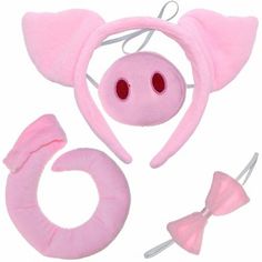 a pink pig costume and accessories for a child's birthday party or baby shower