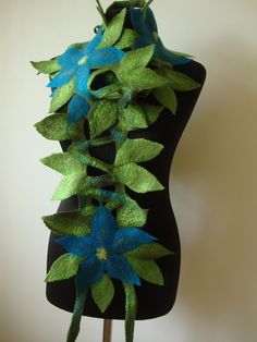 Felt flower scarf women with blue flowers made by hand felting technique . Women organic scarf is wrapped from an Italian wool of the extrafine class, decorated with viscose, silk fiber, neps and flowers. Blue flowers give a charm and extravagance. Felt floral scarf gorgeously suits to the evening dress, or to the coat. Eco friendly wool scarf-great felt accessory, best gift for women. Felted scarf flower will be heating you during the cold autumn evening. Made of merino wool the scarf is very s Felt Flower Scarf, Handmade Wool Scarf, Best Gift For Women, Felt Flower Bouquet, Floral Shawl, Nuno Felt Scarf, Felted Scarf, Handmade Scarf, Art Scarves