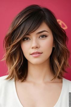 30+ Medium Length Layered Haircuts for a Trendy Look Shoulder Length Hair Cuts For Round Faces Layers, Layered Haircuts For Thick Medium Hair, Wavy Shoulder Length Hair With Layers, Chunky Layers Medium Length Hair, Open Hairdo, Haircut Bangs, Shoulder Length Wavy Hair