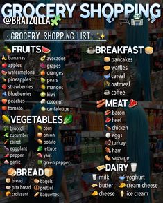 grocery shopping list for grocery stores