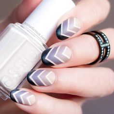 Matte Nail Art, Chevron Nails, Geometric Nail Art, Matte Nails Design, Geometric Nail, Simple Nail Art Designs, Diy Nail Art, Gradient Nails