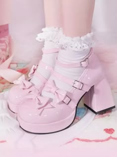 Cute Kawaii Outfits, Lyna Youtube, Pink Platform Heels, Punk Shoes, Dr Shoes, Cute Shoes Heels, Kawaii Shoes, Cute Heels, Block Heel Shoes