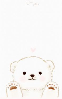 a drawing of a white teddy bear with the words love you written on it's chest