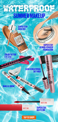 😎🌊 Summer-proof your look! From pool parties to beach days 🏖️ , conquer the heat 🔥 with these waterproof heroes: Super Stay Skin Tint, Super Stay Hybrid-Powder Foundation, Color Tattoo Eye Stix, Sky High Mascara, Build A Brow & Super Stay Matte Ink. 💋 How To Do Y2k Makeup, Grunge Y2k Makeup Tutorial, Black Alt Girl Makeup Tutorials, Black Goth Girl Makeup, Black Alternative Girl Makeup, Makeup Artist Tips, Makeup Help, Maybelline Super Stay, Foundation Colors