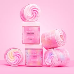 body butter, body cream, soft skin, smell yummy, cotton candy, fruity loops, marshmallow, vanilla & brown sugar, unscented, strawberry milkshake Pink Body Butter Aesthetic, Pink Body Butter, Body Oil Packaging, Creamy Body Scrub, For Soft Skin, Lipgloss Business