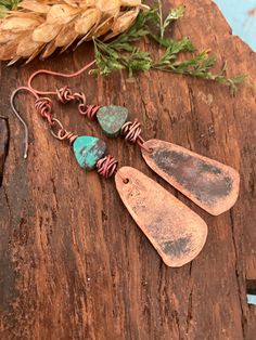 Artisan handcrafted copper earrings with triangle turquoise beads on copper handcrafted ear wires. Life is too short to wear boring jewelry! Copper Earrings Handmade, Copper Jewelry Handmade, Earrings Inspiration, Life Is Too Short, Copper Earrings, Turquoise Beads, Copper Jewelry, Artisan Jewelry, Jewelry Handmade