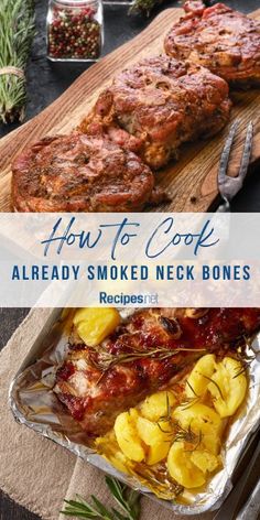 smoked pork neck bones served with sides and garnish Smoked Neckbones Recipes, Smoked Pork Neck Bones Recipe, Beef Neck Bones Recipe Slow Cooker, Neck Bones And Rice, Pork Bones Recipe, Smoked Neck Bones, Beef Neck Bones Recipe, Neck Bones Recipe, Bone Recipes