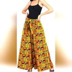 Lapogee Wide Leg Pants: Elastic Waist Band Waist Ties Side Pockets Extra Wide Pant Legs Kente Cloth/Pattern Very Giving/Stretchy Waistband These Pants Are Fun To Wear And Can Be Worn In Any Season Never Used Or Worn Nwot Size Os I Ship Daily Via Usps Priority Mail Wide Leg African Print Pants, Orange Cotton Wide-leg Pants, Orange Full-length Cotton Bottoms, Orange Full Length Cotton Bottoms, High-waisted Orange Pants With Elastic Waistband, High Waist Orange Pants With Elastic Waistband, Ankara Pants, African Print Pants, Cloth Pattern