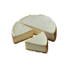 three slices of cheesecake on a white background