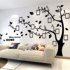 PRICES MAY VARY. 3d family tree wall decor, beautiful tree wall decals create your room full of nature. (tips:the stickers have brown protective film, and product has undergone high-temperature cutting, which will leave black stains on the brown protective film. please remove the brown protective film directly, and then you will get the perfect sticker.) Diy tree wall decals size (width x height): s-54*39in, m-83*59in, l-91*69in, xl-109*79in,xxl-131*95in. picture frames size (each product has 11 Family Tree Wall Decor, Photo Frame Tree, Family Tree Picture Frames, Family Tree With Pictures, Tree Decal, Wall Sticker Design, Tree Decals, Family Tree Wall Decal, Family Wall Decor