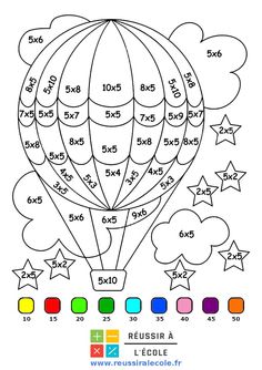 a hot air balloon with numbers and stars on it, coloring pages for children to color