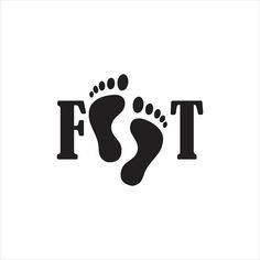 the foot logo is shown in black and white, with an image of a person's feet