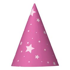 a pink party hat with stars on it