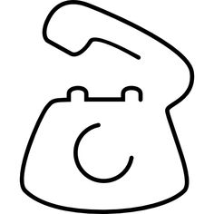 a black and white line drawing of an old fashioned phone with the letter c on it