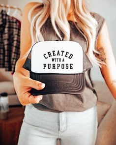 Christian Hats Christian Gifts for Her Trucker Caps Religious - Etsy Scripture Gifts, Created With A Purpose, Favorite Bible Verse, Christian Hats, Scripture Gift, Christian Shirts Designs, Custom Trucker Hats, Hat Ideas, Custom Personalized Gifts